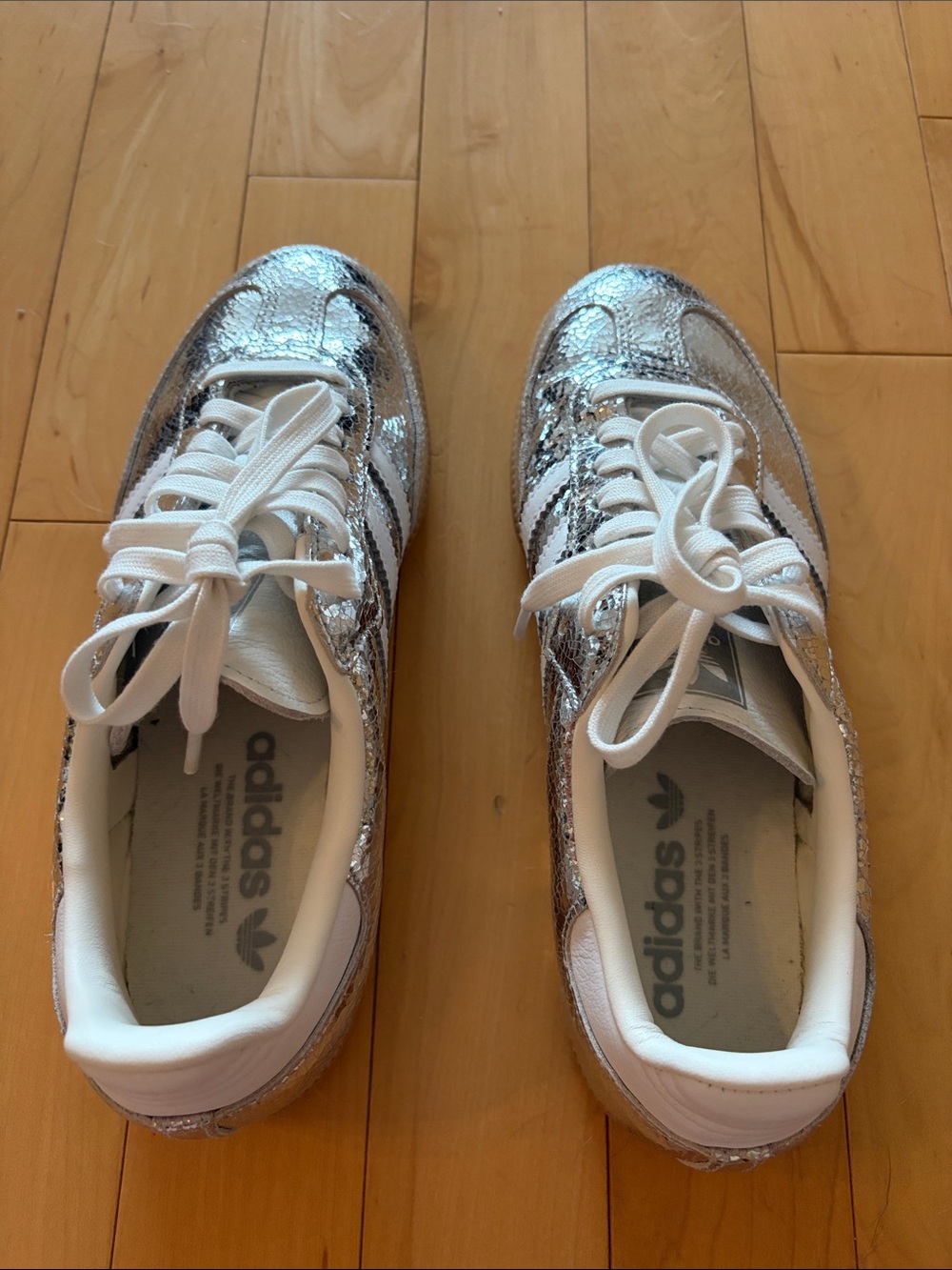 Adidas Sambas OG Shoes - Silver Metallic / Cloud White / Core White, size 7.5 - Picture 4 of 10